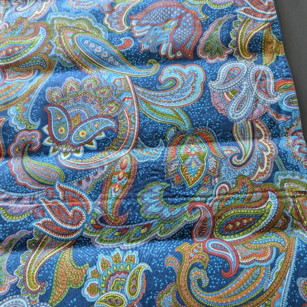 Pottery Barn Table Runner Yellow Blue Green Pink Paisley Floral Cotton 18x108